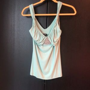 BEBE Mint Green Tank with Rhinestone Embellishment